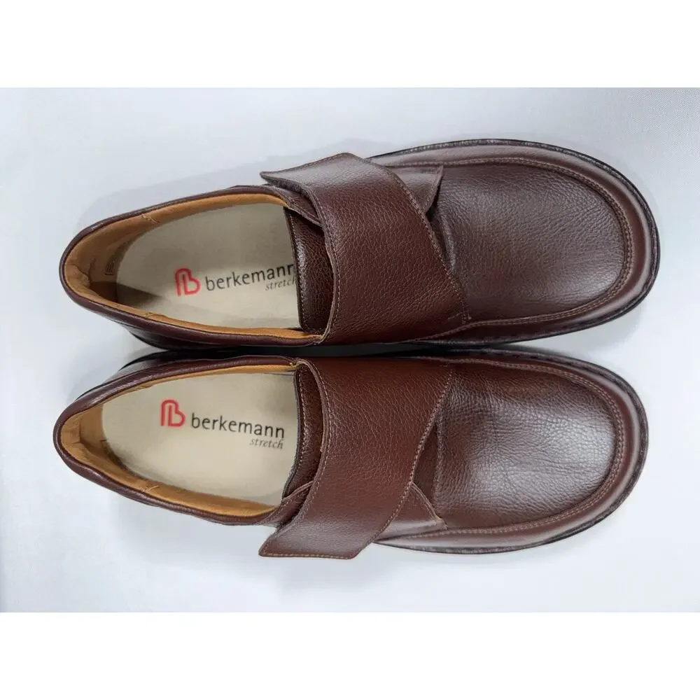 Berkemann Stretch Germany Markus Hook & Loop Brown Leather Men’s Shoes Sz UK 10